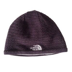 The North Face Purple Knit Beanie Hat With Fleece Lining